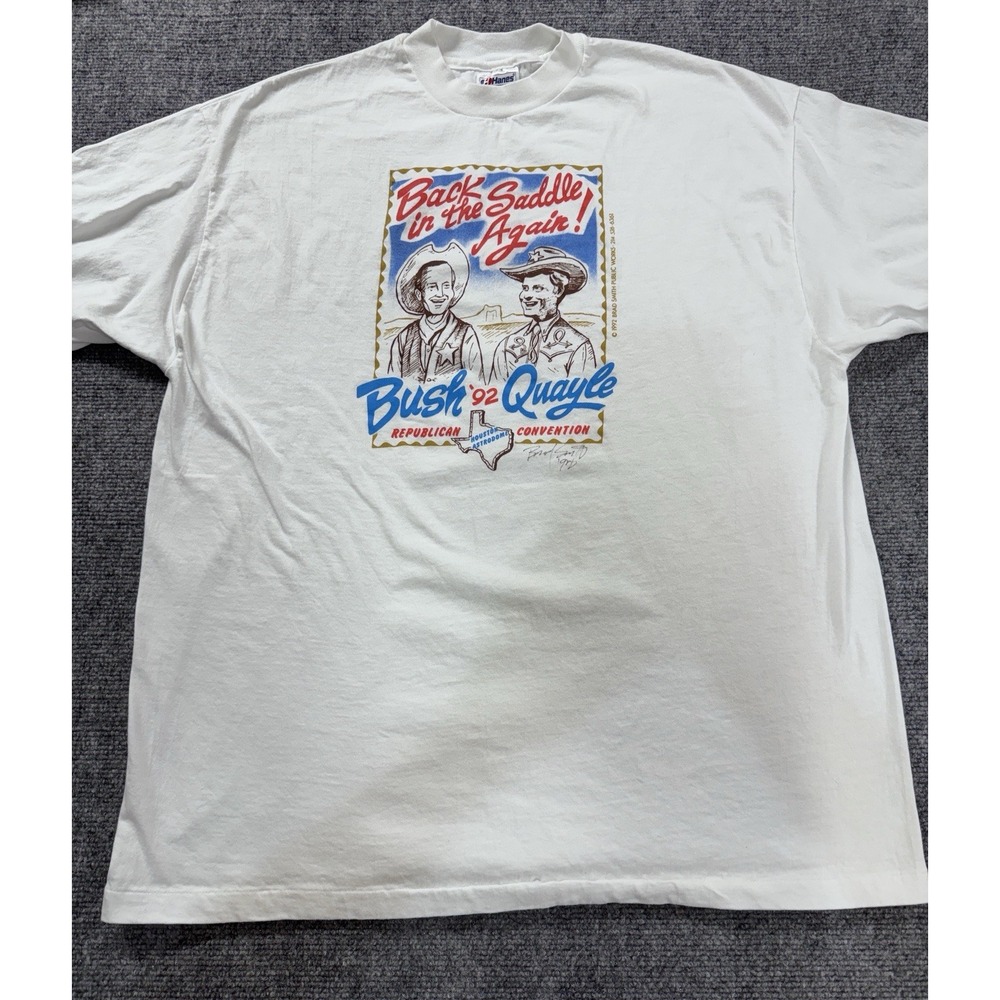 Vintage 1992 George W. Bush and Dan Quayle Republican Convention Promo Shirt